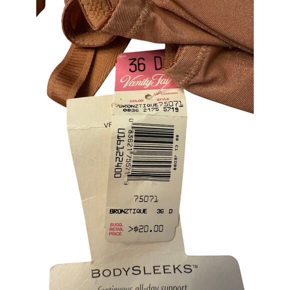 NWT Vanity Fair BodySleeks Bra 36D Bronzitique Underwire Style 75071 VTG - Picture 7 of 7